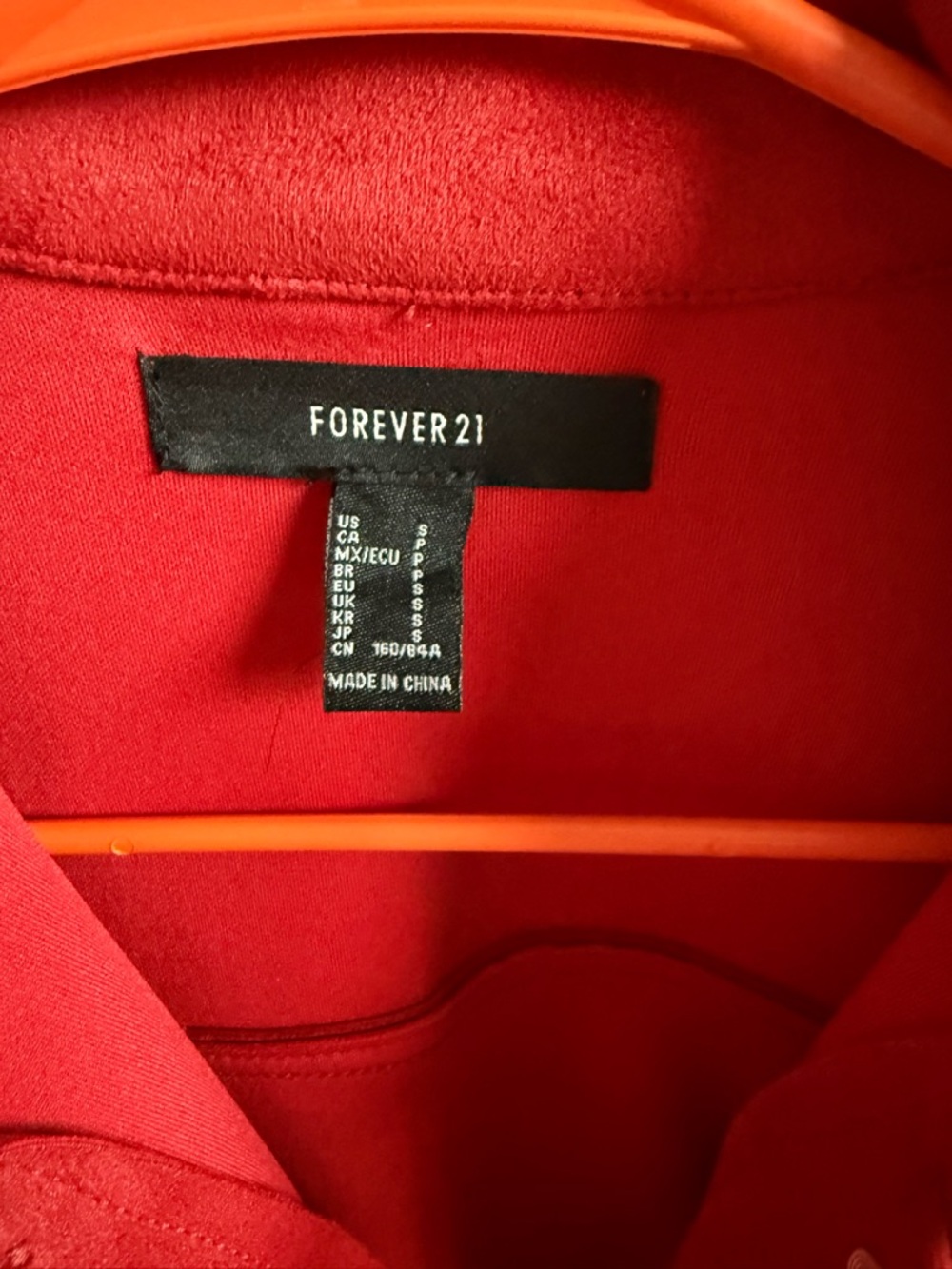NWOT Forever 21 Bright Red Orange Cropped Faux Suede Jacket - Picture 3 of 9